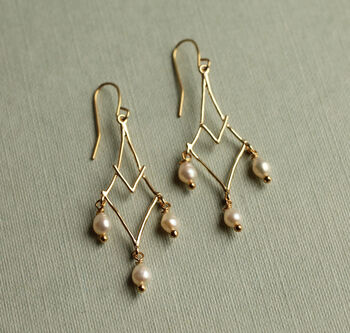 Freshwater Pearl Gold Chandelier Earrings, 2 of 5