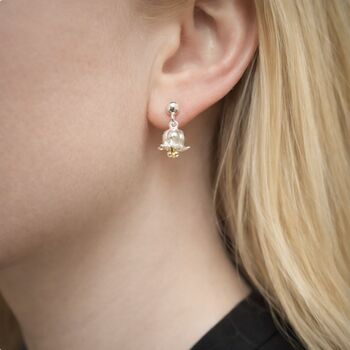 Sterling Silver Lily Of The Valley Flower Stud Earrings – 13mm X 7mm, 4 of 5