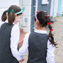 School Gingham Tie Headband Red, thumbnail 3 of 6