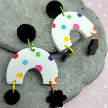 Ursula Bright Bold Colourful Dotty Patterned Earrings, 3 of 3