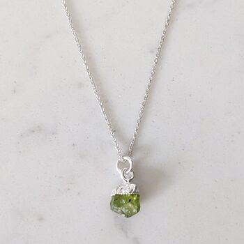 August Birthstone Necklace, Peridot, Silver Plated, 4 of 6