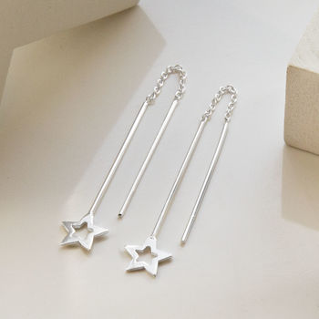 earrings sterling silver threader star notonthehighstreet