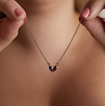 Custom Metal Birthstone Teardrop Necklace, 5 of 11