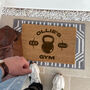 Personalised Home Gym Doormat Kettlebell Dumbbell Gift For His Or Her Garage Yoga Fitness, thumbnail 1 of 2