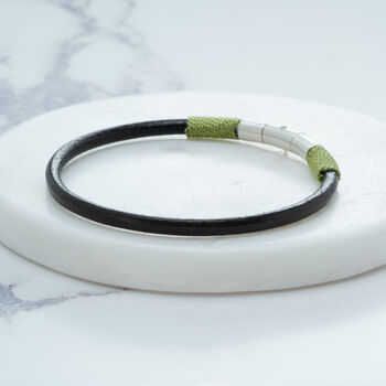 Personalised Sterling Silver, Leather And Silk Bracelet, 4 of 8