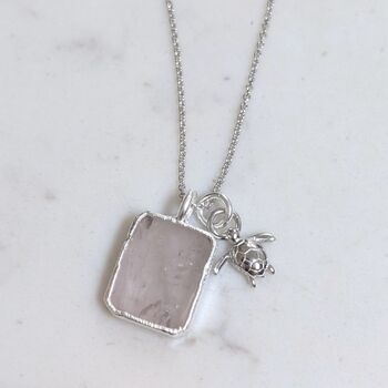 The Duo Rose Quartz Necklace, Sterling Silver, 2 of 12