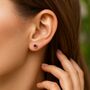Sterling Silver July Birthstone Ruby Stud Earrings, thumbnail 3 of 6