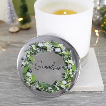 Wreath Scented Christmas Candle With Lid For Grandma, 4 of 5