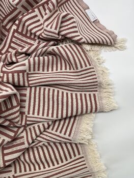 Hestia Modern, Striped Cotton Blanket Pink Terracotta, 6 of 12