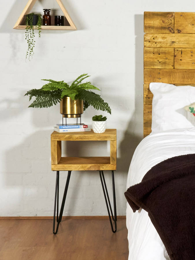 Reclaimed Scaffold Bed Side Table Hairpin Legs By Sunnyside Interiors