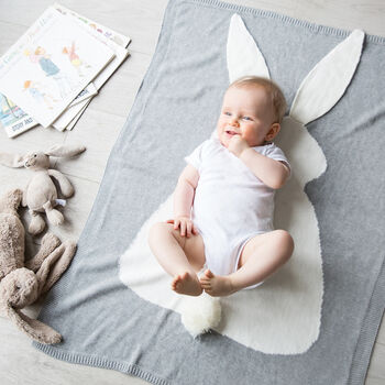 Personalised Baby's Bunny Fine Cotton Knit Blanket, 8 of 12