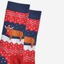 Men's Bamboo Socks Winter Christmas Highland Cow Red, thumbnail 3 of 5