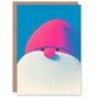 Santa Gonk Gone Pink Blue Xmas Christmas Card, thumbnail 1 of 4