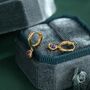 Sterling Silver Dangling Black Opal Hoop Earrings, thumbnail 8 of 12