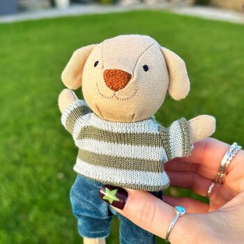 Little Linen Boy Dog In Stripe Jumper, 2 of 4