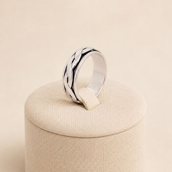 Personalised Sterling Silver Twisted Celtic Braid Spinner Ring, 2 of 9