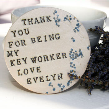 Key Worker Thank You Ceramic Coaster, 3 of 6