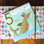 Copper Foiled Shark 5th Birthday Card, thumbnail 1 of 5