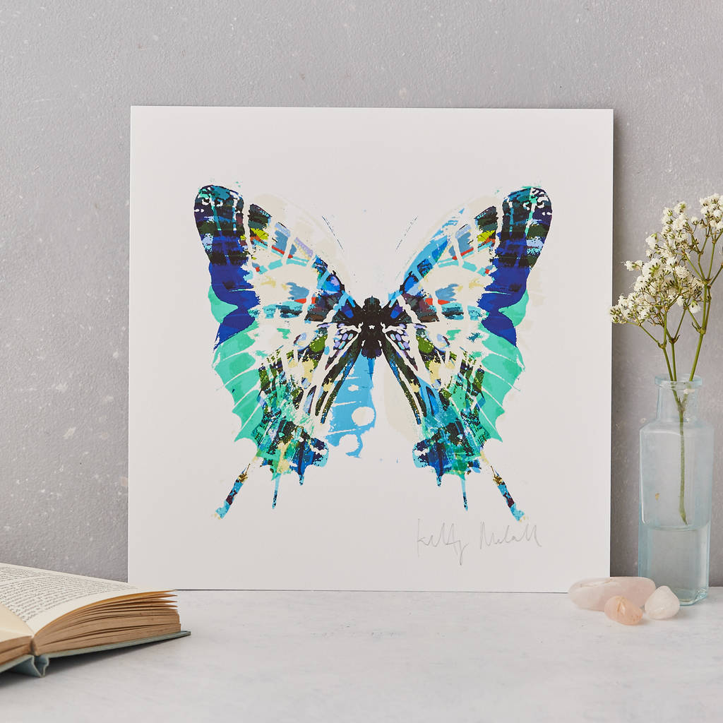 blue green butterfly fine art print by kitty mccall