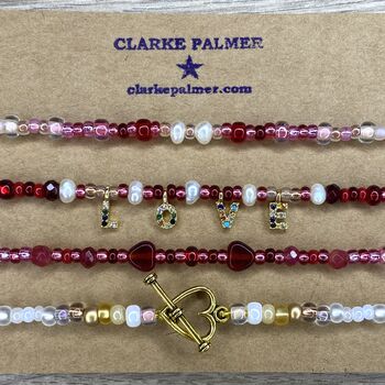 Ombre Red And Pink Beaded Bracelet With Pearls, 7 of 8