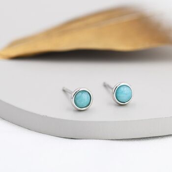 Sterling Silver 4mm Amazonite Stud Earrings, 5 of 12