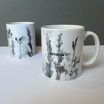 Personalised Mug With Handmade Grasslands Print, 6 of 12