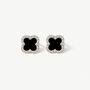 Women's Black Clover Stud Earrings In Sterling Silver, thumbnail 2 of 4