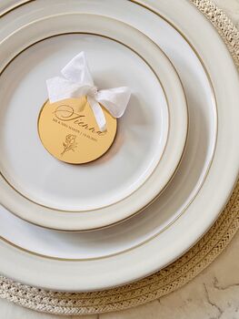 Luxury Mirrored Gold Silver Script Circle Place Setting, 10 of 12