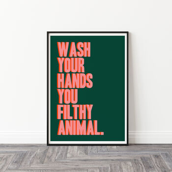 Bathroom Wash Your Hands Funny Wall Print, 2 of 4