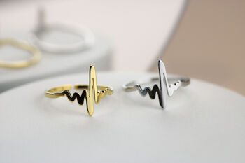 Heartbeat Adjustable Stainless Steel Ring, 2 of 6