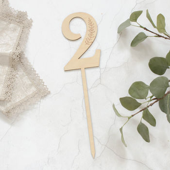 Wooden Wedding Table Numbers With Leaf Design, 4 of 7