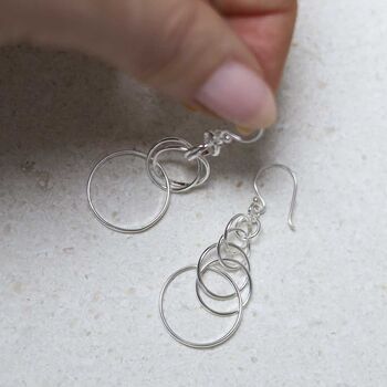 Sterling Silver Wire Circle Drop Earrings, 8 of 11