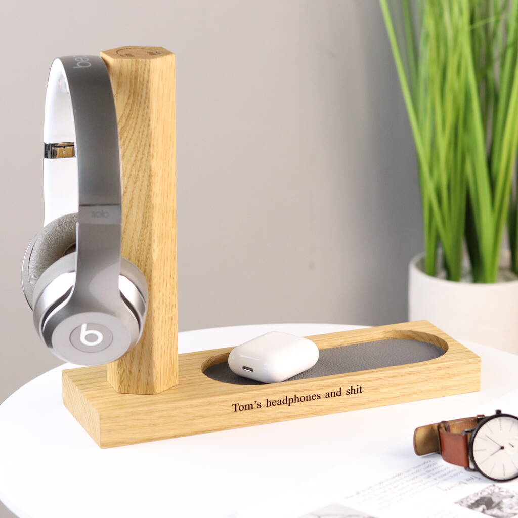 Personalised Headphone Stand With Accessories Tray, 1 of 10