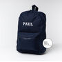 Navy Personalised Name And Design Unisex Mini Backpack, thumbnail 5 of 6