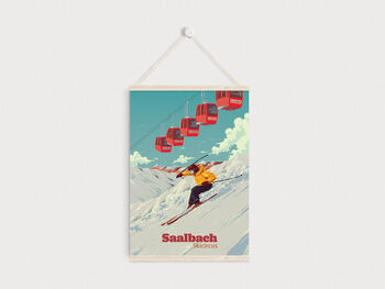 Saalbach Skicircus Austria Travel Poster Art Print, 6 of 8