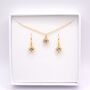 Gold Plated Clear Cubic Zirconia Heart Earring And Necklace Set, thumbnail 2 of 9