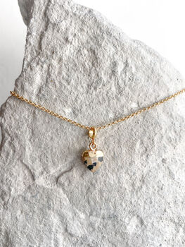 Dalmatian Jasper Heart Necklace 18k Gold Plated Christmas Gift Present, 2 of 6