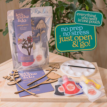 Paint Your Own Wooden Flowers Kit Diy Craft Kit For Adults And Teens, 3 of 8
