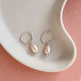 Sterling Silver Small Hoop And Pearl Earrings, thumbnail 2 of 8