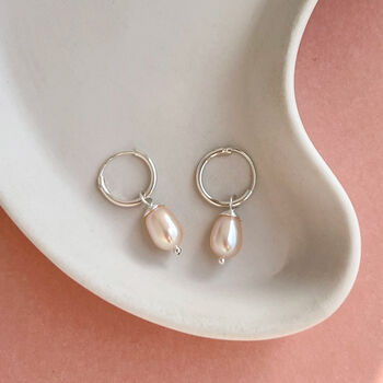 Sterling Silver Small Hoop And Pearl Earrings, 2 of 8