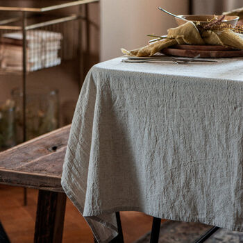 Scandi Natural Cotton And Linen Mix Table Cloth | 150 X 250cm, 4 of 5