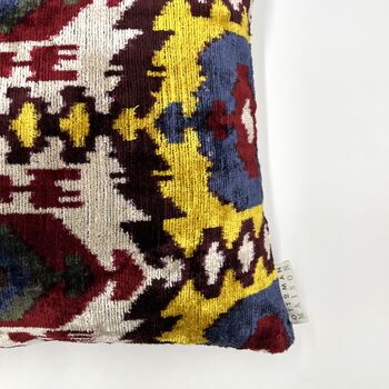 Square Velvet Ikat Cushion Ottoman Classic, 7 of 8
