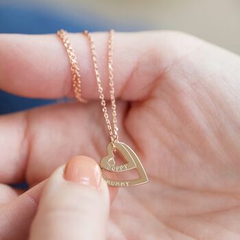 Personalised Double Heart Outline Pendant Necklace, 3 of 9