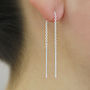 Silver Plated White Pearl Threader Drop Earrings, thumbnail 5 of 6