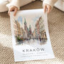 Krakow Poland Travel Wall Print, thumbnail 2 of 7