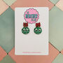 Brussel Sprout Glitter Resin Christmas Earrings, thumbnail 1 of 4