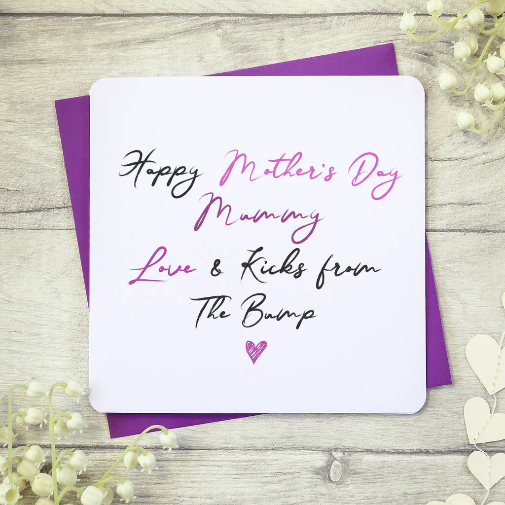 Happy Mother's Day Mummy Love Bump Script Card By Parsy Card Co ...