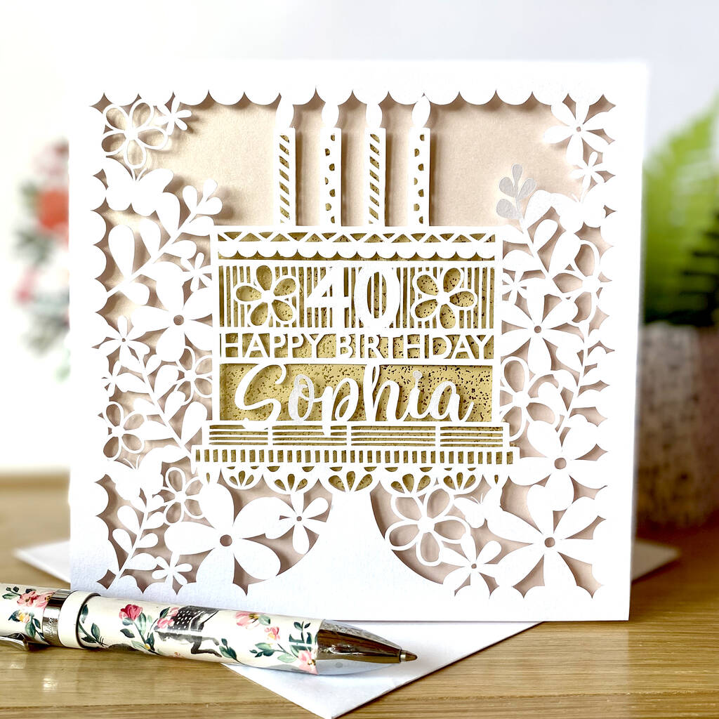 Personalised Floral Birthday Cake Card, 1 of 8