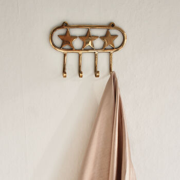 Recycled Brass Hanging Star Wall Hooks, 2 of 4
