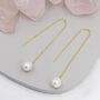Natural Drop Pearl Threader Earrings, thumbnail 7 of 12